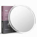 Mavoro 10x Magnifying Mirror Suction Cup Mirror. 9in Large Makeup Mirror with Magnification and 3 Strong Suction Cups. Large Magnified Mirror, Shower Mirror for Shaving, Cosmetic Mirror for Eyebrows