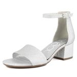 Sugar Women's Low Two Piece Block Heel Dress Shoe Ladies Ankle Strap Pump Sandal -Noelle, Noelle Silver Glitter, 7