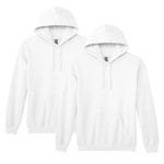 Gildan Adult Fleece Hooded Sweatshirt, Style G18500, Multipack, White (2-Pack), Medium