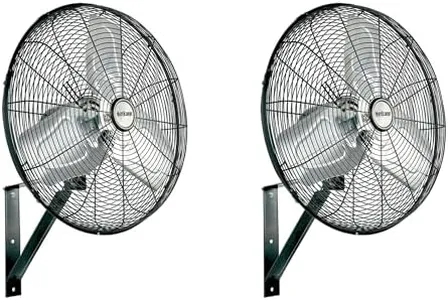 Hurricane 20 Inch Pro Commercial Grade Corded Electric Classic Oscillating Wall Mount Fan with 3 Speed Settings for Air Circulation, Black (2 Pack)