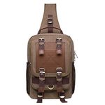 KAUKKO Canvas Messenger Bag Cross Body Shoulder Sling Backpack Travel Hiking Chest Bag, 252-3-khaki, One Size, Leisure