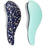 Crave Naturals Glide Thru Detangling Brush for Adults & Kids Hair. Detangler Hairbrush for Natural, Curly, Straight, Wet or Dry Hair. Hair Brushes for Women. Styling Brush. (BLUE TERRAZZO AND TURQUOISE)