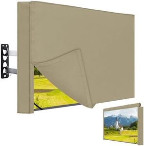 Easy-Going Outdoor TV Cover with Roll Up Front Flat for 48-50 inch, Waterproof and Weatherproof TV Cover for Flat Screen TV, Camel