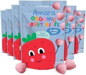 Amara Organic Fruit Bites Sweet Strawberry - No Added Sugar, Dairy-Free, Nut-Free Organic Fruit Snacks, Made with Organic Whole Foods, Allergy-Friendly Healthy Fruit Snacks for Kids - 21g 6PK