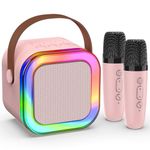 Karaoke Mahine Kids with 2 Wireless Microphones Protable Blueutooh Speaker Kids Karaoke Machine for Girts with Led Lights,Fun Birthday Gifts for4 5 6 7 8 9 Year (Pink)