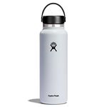 HYDRO FLASK White 40 Oz Wide Mouth Bottle with Flex Cap, 1 EA