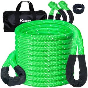 Kinetic Recovery Tow Rope Kit - 1" x 30ft 55000LBS Tow Strap with 2 Soft Shackles, Heavy Duty Kinetic Recovery Rope for Off-Road Vehicle, Jeep, Truck, SUV, UTV, ATV - Green
