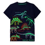 Julymens Boys' Kids Novelty Luminous Short Sleeve T-Shirts Cotton Cartoon Tops for 5-6 Years CL029 7T Dinosaur