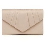 Labair Women's Evening Handbags Pleated Suede Evening Bag Velvet Clutch Bag Wedding Bridal Dress Purse., Nude, Small