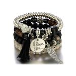 Shining Diva Fashion Latest Stylish Multilayer Bangle Bodhi Bracelet for Women and Girls (Black)(15433b)