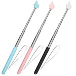 3Pcs Teacher Pointer Finger, Telescopic Pointer Stick Hand Pointer with Lanyards, Extendable Pointer Teacher Pointers for Classroom Elementary School Teacher, Classroom Supplies (Black Pink Blue)