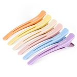 AIMIKE 6pcs Hair Clips for Styling Sectioning, Anti-Slip No-Crease Duck Billed Hair Clips with Silicone Band, Colorful Hair Roller Clips, Salon and Self Hair Cutting Clips for Hairdresser, Women, Men