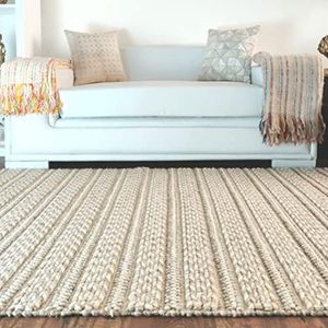 Loominaire Handmade Carpet Rhythm Wool Natural Fiber Easy Maintenance Rug Runner for Living Room Bed Room Family Room Floors (8' x 10')