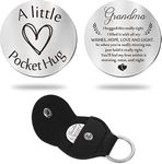 Nishabb Pocket Hug Token Long Distance Relationship Keepsake Stainless Steel Double Sided Inspirational Gift with PU Leather Keychain (Grandma)