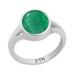 Ptm 925 Sterling Silver Emerald/Panna 6.25 Ratti or 5.7 Carat Astrological Gemstone Bis Hallmark Ring for Men & Women