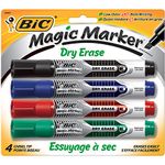 BIC Intensity Advanced Colourful Dry Erase Markers, Chisel Tip, 4-Count Pack of Assorted colours, Whiteboard Markers for Teachers and Office Supplies