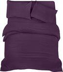 Utopia Bedding 4 Piece Double Bedding Set - Duvet Cover, Fitted Sheet with Pillow cases - Soft Brushed Microfiber (Purple)