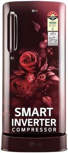 LG 185 L 5 Star Inverter Direct-Cool Single Door Refrigerator (GL-D201ASEU, Scarlet Euphoria, Base stand with drawer)