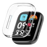 Wisely Protective Case Cover Compatible Redmi Watch 3 Active SmartWatch Full Screen Protector Soft Case HD Clear, Transparent