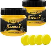 PIPIHUA Beeswax Polish for Wood, Multi-purpose Furniture Polish for Waterproofing & Protection, Natural Beeswax Traditional Wood Wax for All Wood Types and Colours, 2×100g with 4 Sponges