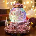 LOVE FOR YOU Gift Wrapped Music Box Carousel Horses Color Lights Unicorn Musical Snow Globe for Girls and Women Baby Kids Sister Daughter Mom Granddaughter Grandma Christmas Birthday Presents Gifts