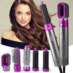 Drumstone (GRAB WITH 20 YEARS WARRANTY) 5 in 1 Pro Hair Styler, Hot Air Brush, Negative Ion Comb for Straightening,Curling Appliances with 5 Interchangeable Brushes Best Styler for Women