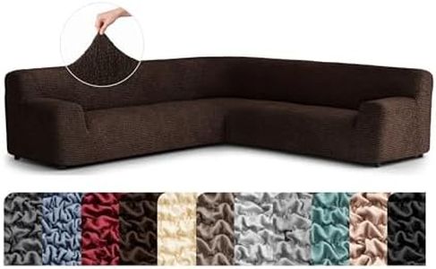 PAULATO BY GA.I.CO. Extra Large Corner Sectional Couch Cover - Oversized L-Shape Couch Slipcover - Washable Sofa Covers - 1-Piece Form Fit Furniture Protector - Microfibra - Dark Brown (Corner Sofa)