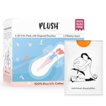 Plush Ultra-Thin Sanitary Pads for Women, 20 XXL Pads | For Heavy Flow | 100% Rash-Free | Pure U.S. Cotton Pads | Wider Back Coverage & Extended Wings | 20 Free Disposable Pouches & 4 Panty Liners