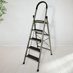 Plantex Guardex 5 Step Foldable Aluminum Ladder for Home/Ladder with Anti-Slip Shoes and Edge Guards/5 Year Manufacturer Warranty Ladder for Home (Anodize Coated-Gold)