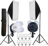 HIFFIN® PRO Quadlux Mark II Softbox Lighting Kit Double, Led Still & Video Light with AC Power, YouTube Shooting, Videography, Portrait, Product Photography, Soft Box Studio Interview Equipment