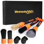 YeewayVeh Car Detailing Brush Set, 7 Pack Detail Brushes for Dashboard Engine Bay Air Vents Leather Seat Wheel Motorcycle Truck RV Exterior Interior Car Detailing Kit with Two Elbow, Orange