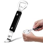 Manual Can Opener and Can Punch Opener, Stainless Steel Opener for Beers Cans Beverages, Small Bottle Opener Can Tapper for Camping and Traveling (Black)