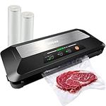 Vacuum Sealer Machine, HODAY 80kPa Food Preservation Sealing Machine with Built-in Cutter & Roll Storage, Dry Moist Mode, Food Storage Machine, LED Indicators, Includes 2 Bag Rolls 8”x7’ and 11”x10’