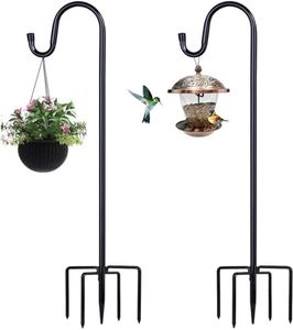 ToyHotels Shepherd Hooks for Outdoor, 2 Pack 94 Inch Bird Feeder Pole with 5 Prongs Base for Hanging Lantern, Hummingbird Feeder, Lightweight Plant, Shepherds Hook for Bird Feeders for Outside