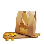 Funcoo 25 pcs Bread Bags for Homemade Bread Paper Sourdough Bread Bakery Storage Bags with Window, Large Bakery Bread Loaf Bags for Baked Goods Packaging, Label Seal sticker included