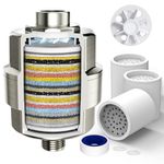 20-Stage Shower Head Filter-Shower Head Filter for Hard Water, with 3 Replaceable Filter Cartridges, High Output Shower Water Filter for Removing Chlorine and Fluoride, Brushed Nickel