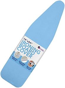 HOLDN’ STORAGE Ironing Board Cover and Pad - Iron Board Cover with Padding15 x 54" - Iron Board Cover Large Fits All Standard Sizes - Heat Reflective Iron Pad for Table Top- Blue.