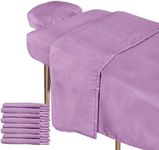 4 Sets Soft Microfiber Massage Table Sheets Set Bulk 3 Piece Set Includes Massage Flat Sheet and Fitted Sheet and Massage Face Rest Cover(Purple)