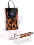 M Max - Professional Nail Drill Machine - 2-in-1 Brushless Motor Nail File - Electric, Cordless, Aluminium Alloy Casing, 35000 RPM, HD Display - (Special Edition - Leopard)