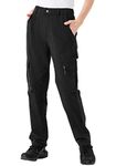 YSENTO Womens Hiking Trousers Lightweight Walking Quick Dry Outdoor Stretch Camping Cargo Trousers(Black,S)