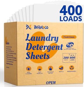 BellaLuce Laundry Detergent Sheets - Laundry Sheets, 400 Loads, Eco-Friendly, Plastic-Free, Fresh Linen Scent, Space Saving, Fast Dissolve & Hypoallergenic