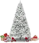 Flocked Christmas Tree 6FT, White Snow Frosted Christmas Tree with Foldable Metal Stand, Realistic Artificial Christmas Tree, Easy Assembly, Premium Xmas Tree for Home Office Party Decoration