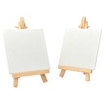 Buzz Cool Wooden Easel with Mini Canvas | Display Tabletop Tripod Stand for Mini Art Decoration | Wooden Canvas Easel for Card Artist Photos Phone Wedding Decoration | 6 inch, 2 pcs