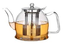 Tea People CGT-12 1.2l Clear Glass Induction Teapot with Stainless Steel Infuser and Lid