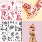 XMASIR 12 Sheets Red Black Temporary Tattoo Stickers Lace Waterproof Fake Tattoos Stickers for Woman Girls Hand Arm Body Art Festival Party (6P Red + 6P Black)