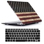 RUBAN MacBook Air 13 inch Case 2019 2018 Release A1932 - Protective Snap On Hard Shell Cover and Keyboard Cover for New Version MacBook Air 13 with Retina Display with Touch ID, American Flag