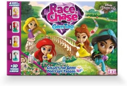 Disney Juego de Mesa Princess Race N Chase, 4 Piezas de Juego de Princesa Incluidas, Belle, Ariel, Rapunzel y Jazmín, Gran Regalo para niños, a Partir de 4 años