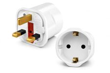 MOBIBAY European to UK Plug Adaptor- 1 Pack Adapter EU to UK,EURO 2 Pin to 3 Pin for Europe Schuko Travel Converter from France, Italy, Spain, Germany to British Adapter- White