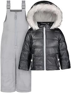 Jessica Simpson Two-Piece Girl's Heavyweight Snowsuit Set: Snow Bib & Puffer Ski Jacket Combo – Toddlers’ Essential Winter Wear (Black, 7-8)