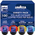 Lavazza Blue Capsules Coffee Pods, Best Value Variety Pack - Top Class, Gold Collection, Decaf Dek and Gran Espresso for Lavazza BLUE Single Serve Espresso Machine Classy Plus/Mini, 25 Each 100-Count